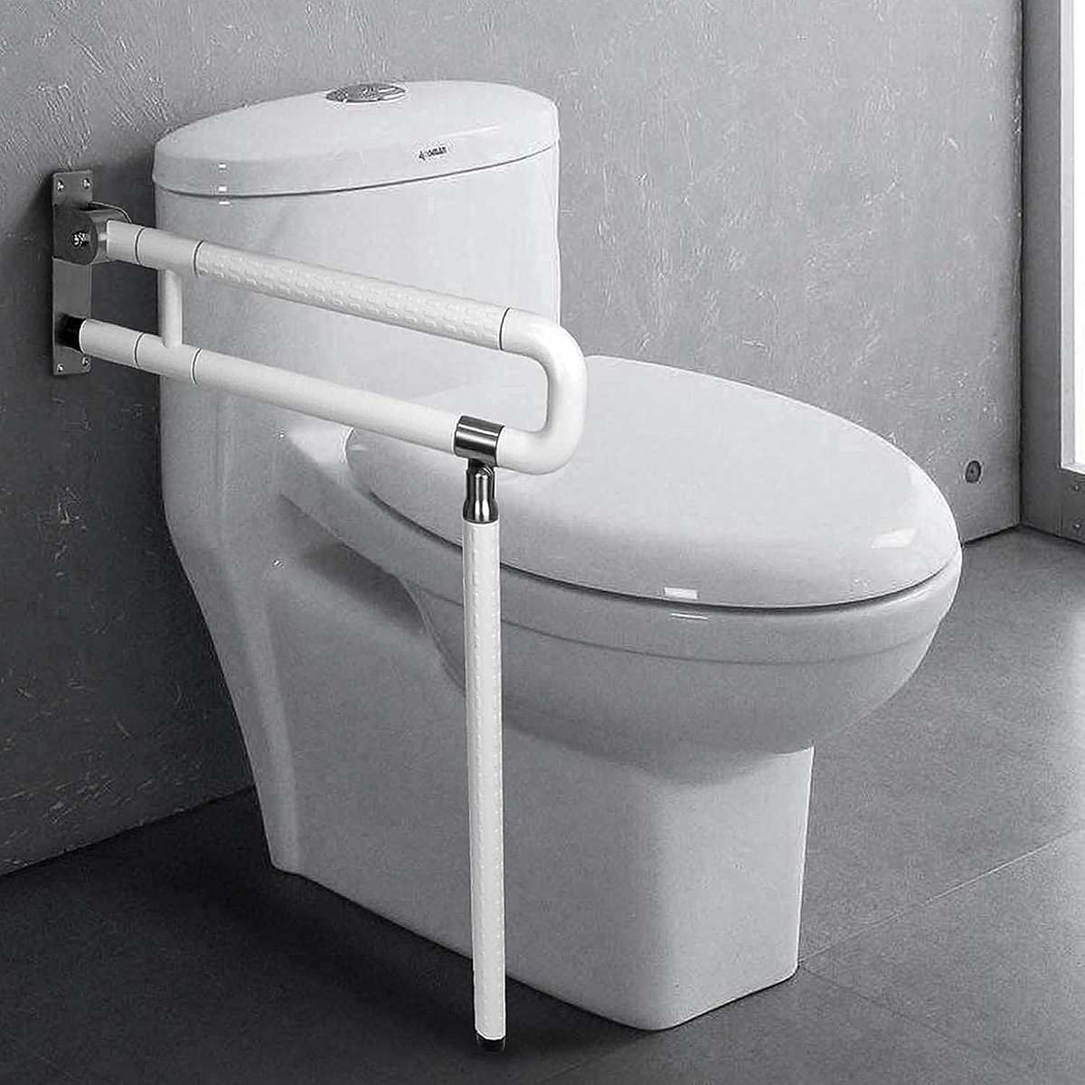 Wandhouder Inklapbare Handgreep - Veiligheidsbeugel Toilet - Veiligheid Thuis - Antislip Deeltjesontwerp - 350 kg draagkracht - Wit