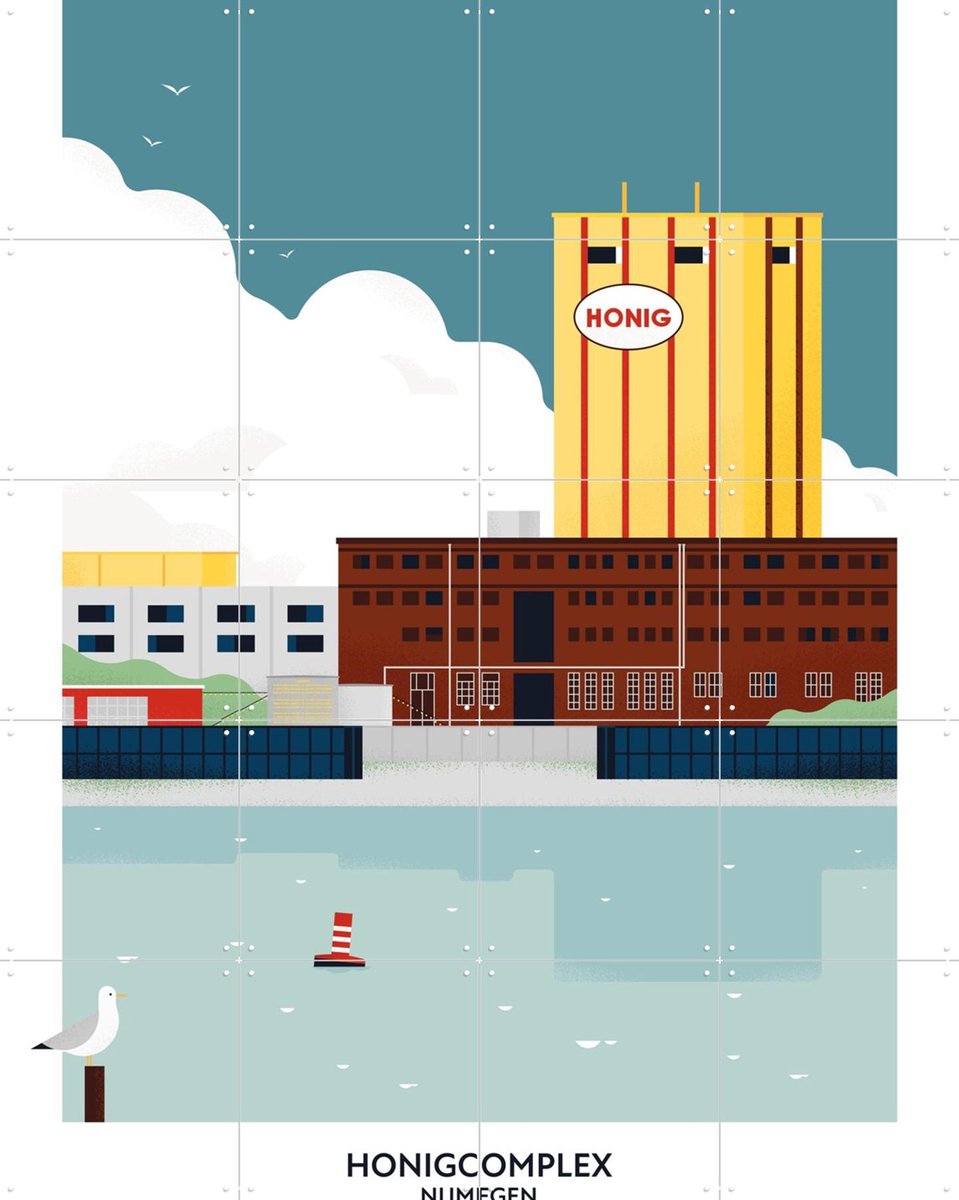 IXXI Honigcomplex, Studio Kars + Boom & Design Podium Nijmegen - 80 x 100 cm - Gratis ophangtool - Grote wanddecoratie en posters - Illustraties