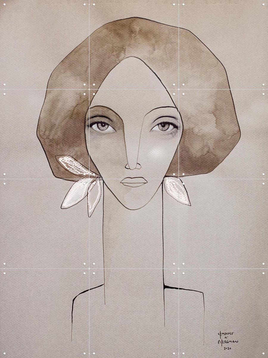 IXXI Olive, Lemholt N' Bergman - 60 x 80 cm - Gratis ophangtool - Grote wanddecoratie en posters - Abstract, Line art, Illustraties, Minimalisme