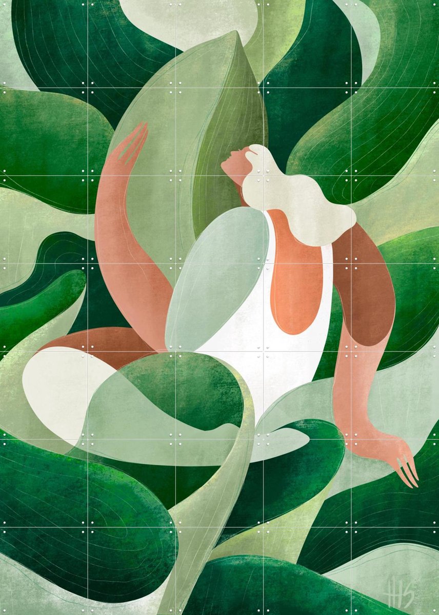 IXXI Green, Maggie Stephenson - 100 x 140 cm - Gratis ophangtool - Grote wanddecoratie en posters - Digitale Kunst, Kleurrijk, Illustraties