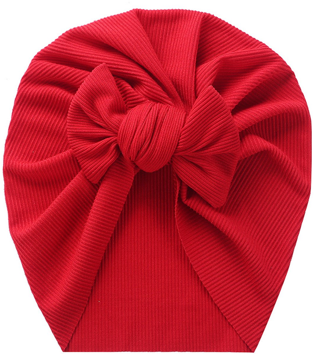 1 Stuks Baby Tulband Pasgeboren Mutsen Strik Hoeden Leuke Elastische Kind Caps Mutsen voor Baby Meisje Jongen, rood