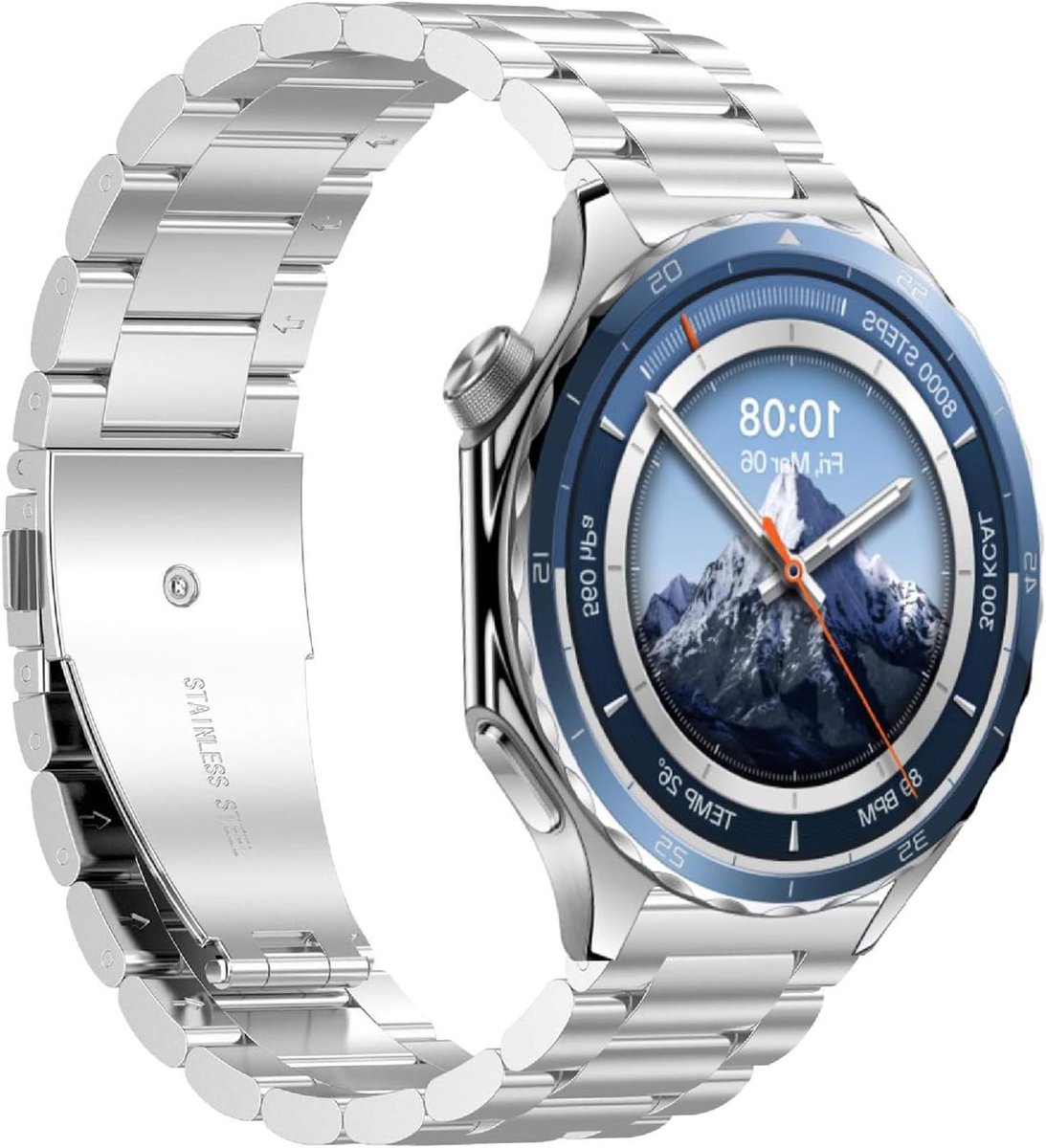 Allecto - Roestvrij stalen horlogeband - OnePlus Watch 3 compatibel - Zilver - Klassiek - Casual - Slijtvast - Standaard ontwerp - Klapsluiting - Niet waterbestendig.