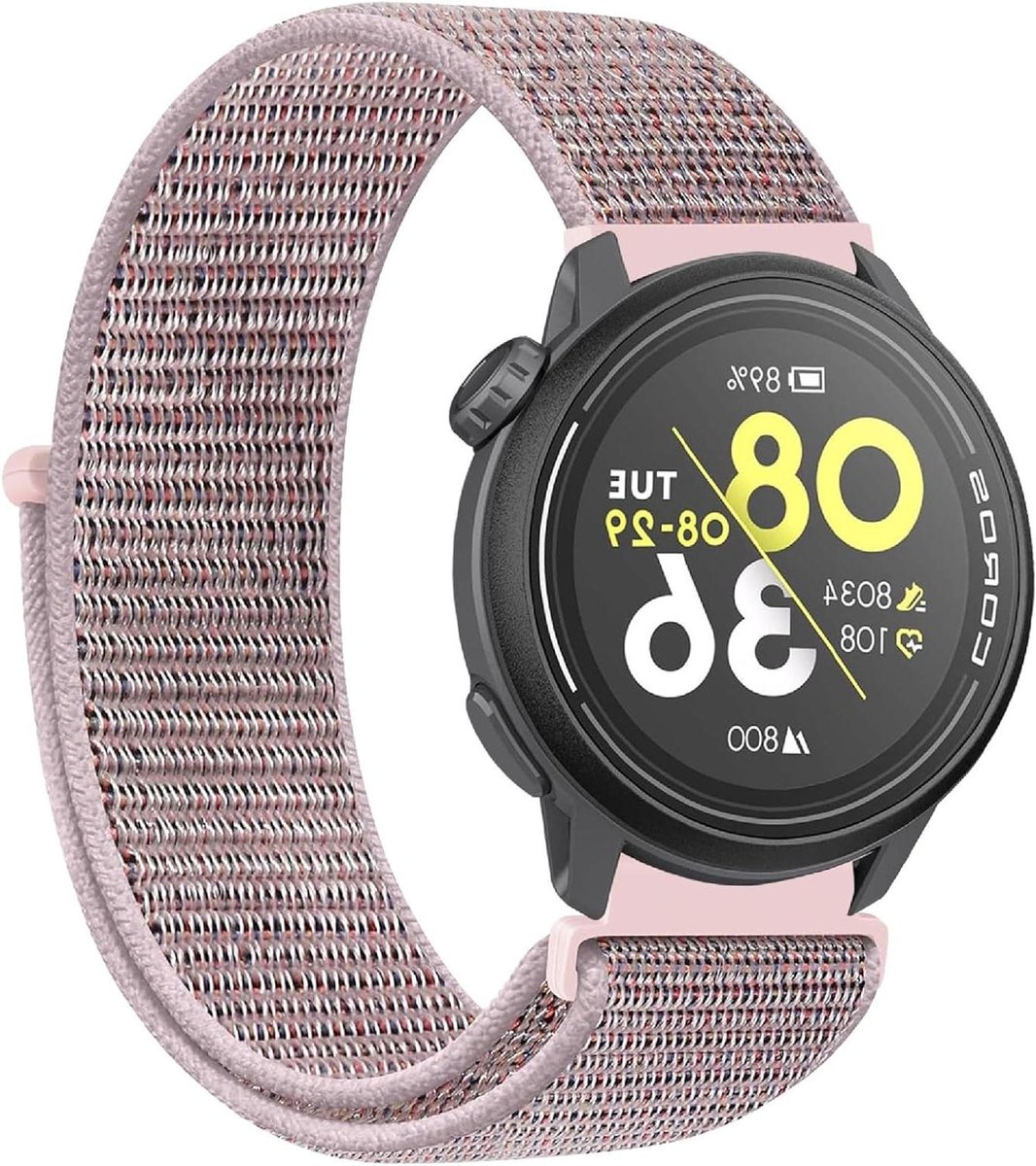 Allecto- Nylon horlogebandje - Reservesportbandje - 22 mm - Gevlochten armband - Dames en heren - Geschikt voor COROS Pace 3 - Zwart