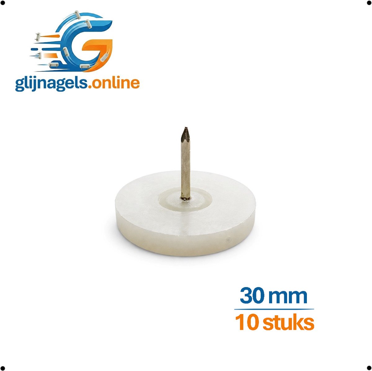 10 STUKS PREMIUM GLIJNAGELS rond 30 mm – PVC meubelglijders – Vloerglijders – Meubeldop – Glijdop – Meubelpoten glijders – Vloerbeschermers – Bescherming tegen krassen en vocht – Geluiddempend – Voor kasten, tafels, stoelen en banken – Slijtvast