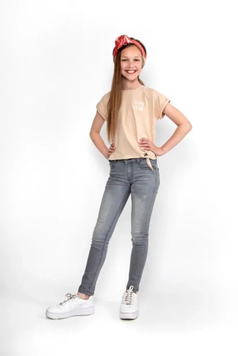 No Way Monday meisjes skinny Jeans broek Grey maat 152