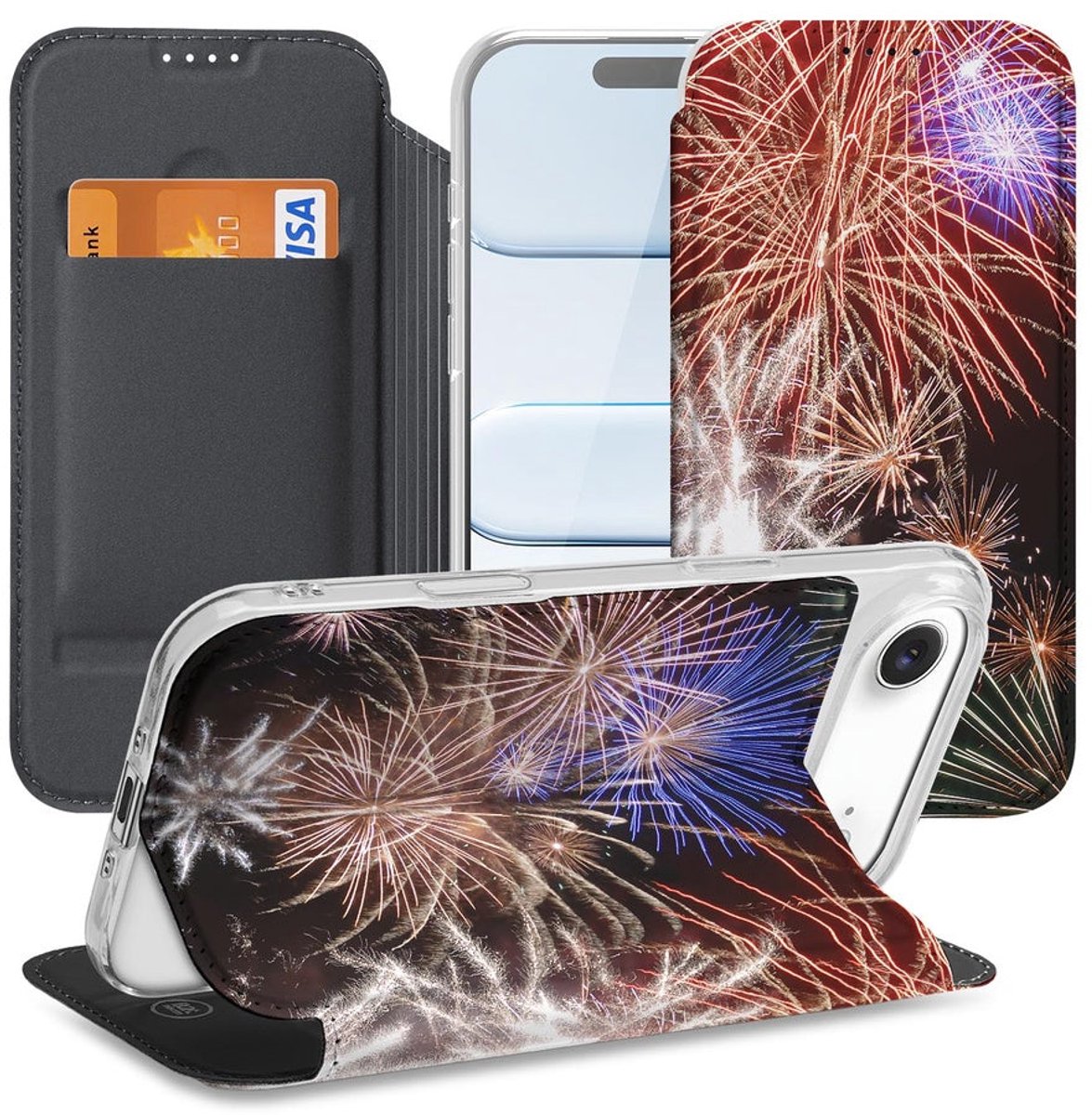 Standcase Hoesje voor Apple iPhone Air Flip Style Cover Vuurwerk