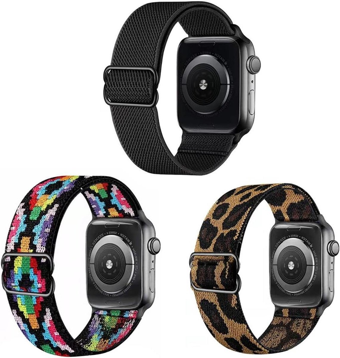 Allecto-Armbanden voor Apple Watch 42 mm, 44 mm, 45 mm - Dames en Heren - Zacht verstelbare sportarmband voor iWatch serie 8, 7, SE, 6, 5, 4, 3, 2, 1 - 3 stuks