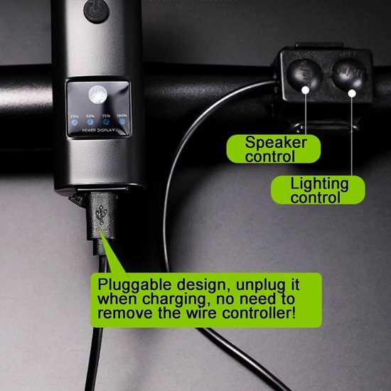 Fietslamp - Fietsverlichting - Fietslicht - Elektrische Fietsclaxon - Fietsbel Van Nylon Plastic - Voor Racefietsen En Mountainbikes - Met Koplamp - Geschikt Voor Nachtelijke Ritten — afbeelding 4