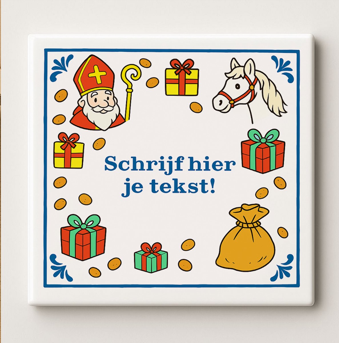 Decoratieve Keramische Tegel 15x15 cm – Personaliseerbare “Schrijf hier je tekst!” Sinterk