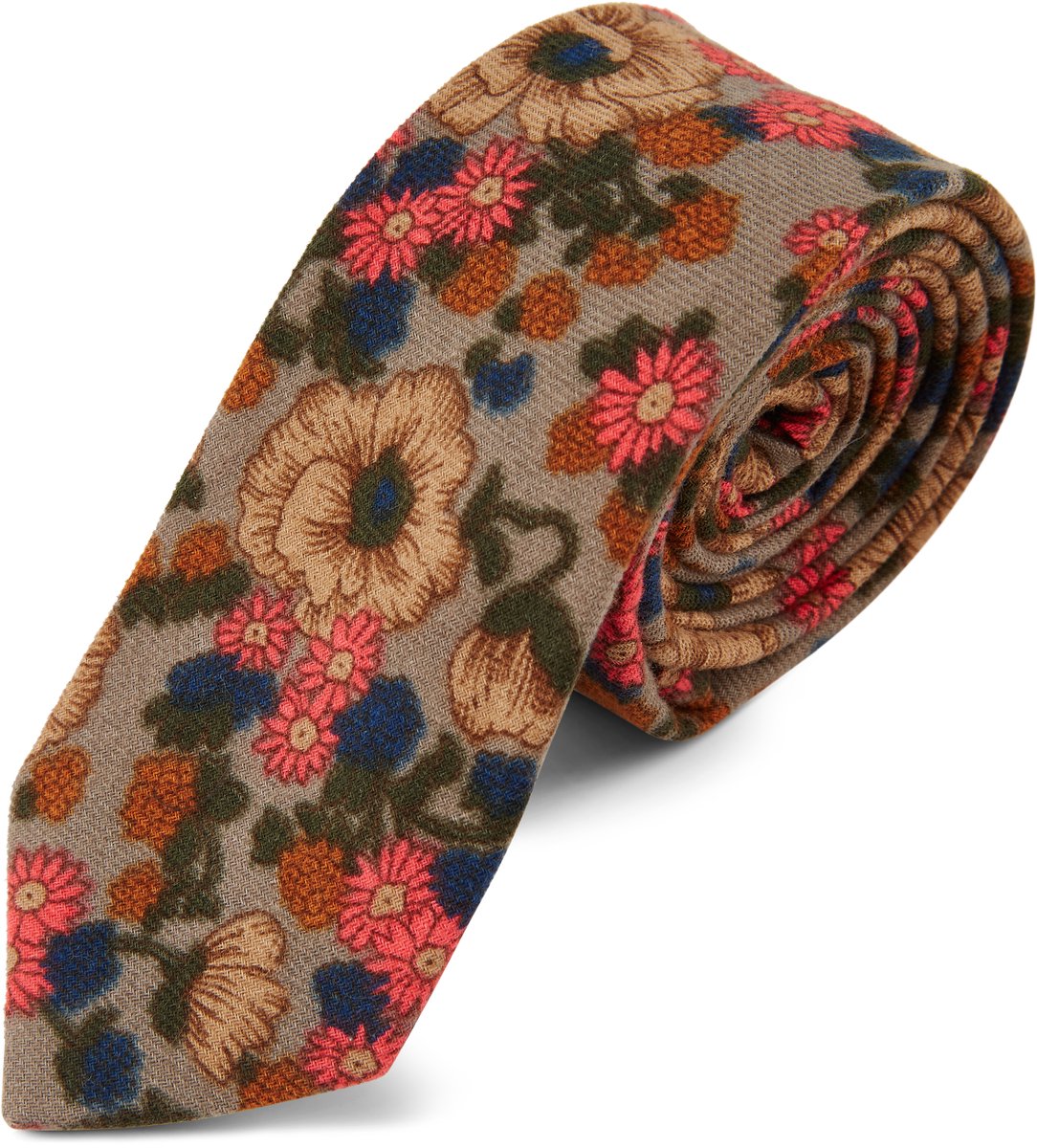 Retro Grijze Bloemenstropdas