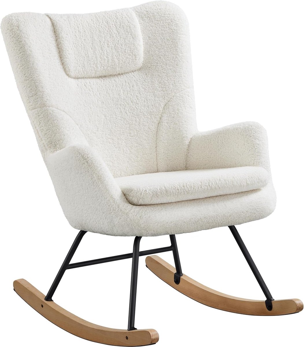 Imperatoris - Schommelstoel Babykamer - Schommelstoel - Relaxstoel - Fauteuil - Met Kussen - Voedingsstoel - Relaxfauteuil - Wit
