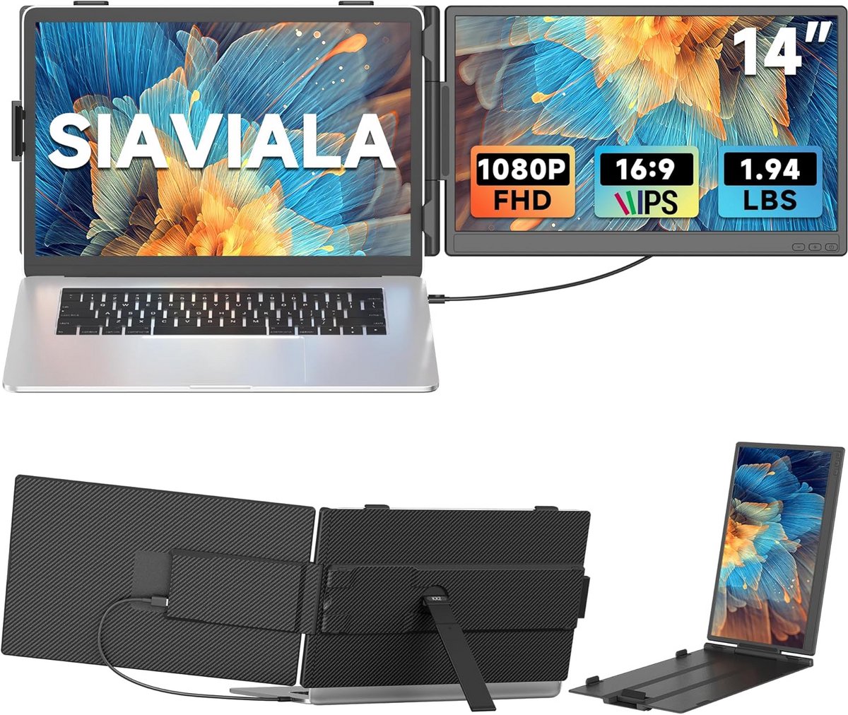 Draagbare Dual Screen Laptopscherm Uitbreiding 14 Inch FHD 1080P IPS