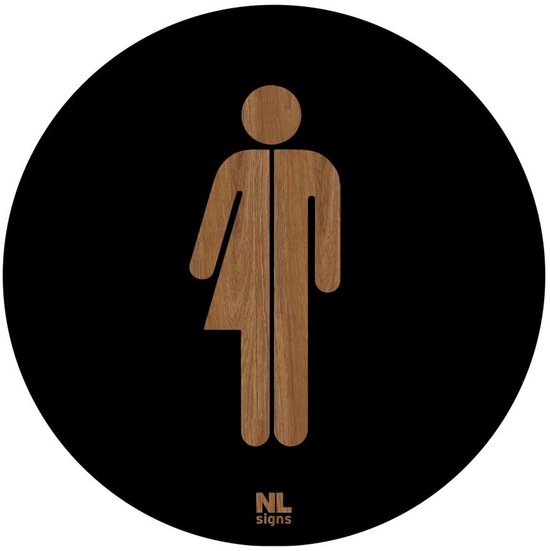 Panneau WC neutre en genre ø 20 cm / Panneau toilettes neutre en genre aspect bois / wood adhésif NOIR