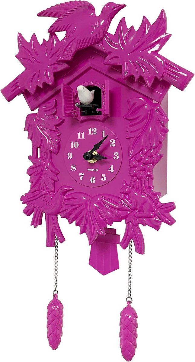 Vintage Roze Koekoeksklok met Slinger en Geluid voor Wandmontage