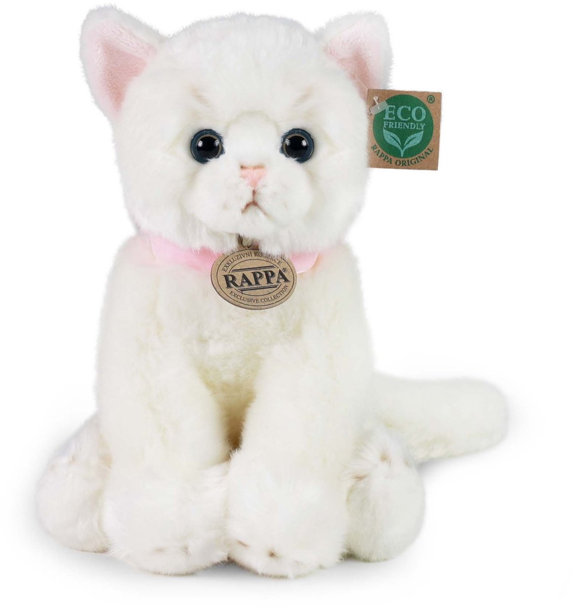 Rappa Eco Friendly Serie - Pluche Witte Kat - 25 cm - Milieuvriendelijk