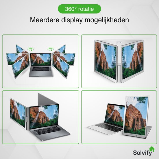 Portable Monitor 2x 16 inch Full HD - OneCable - Tri Screen Laptop