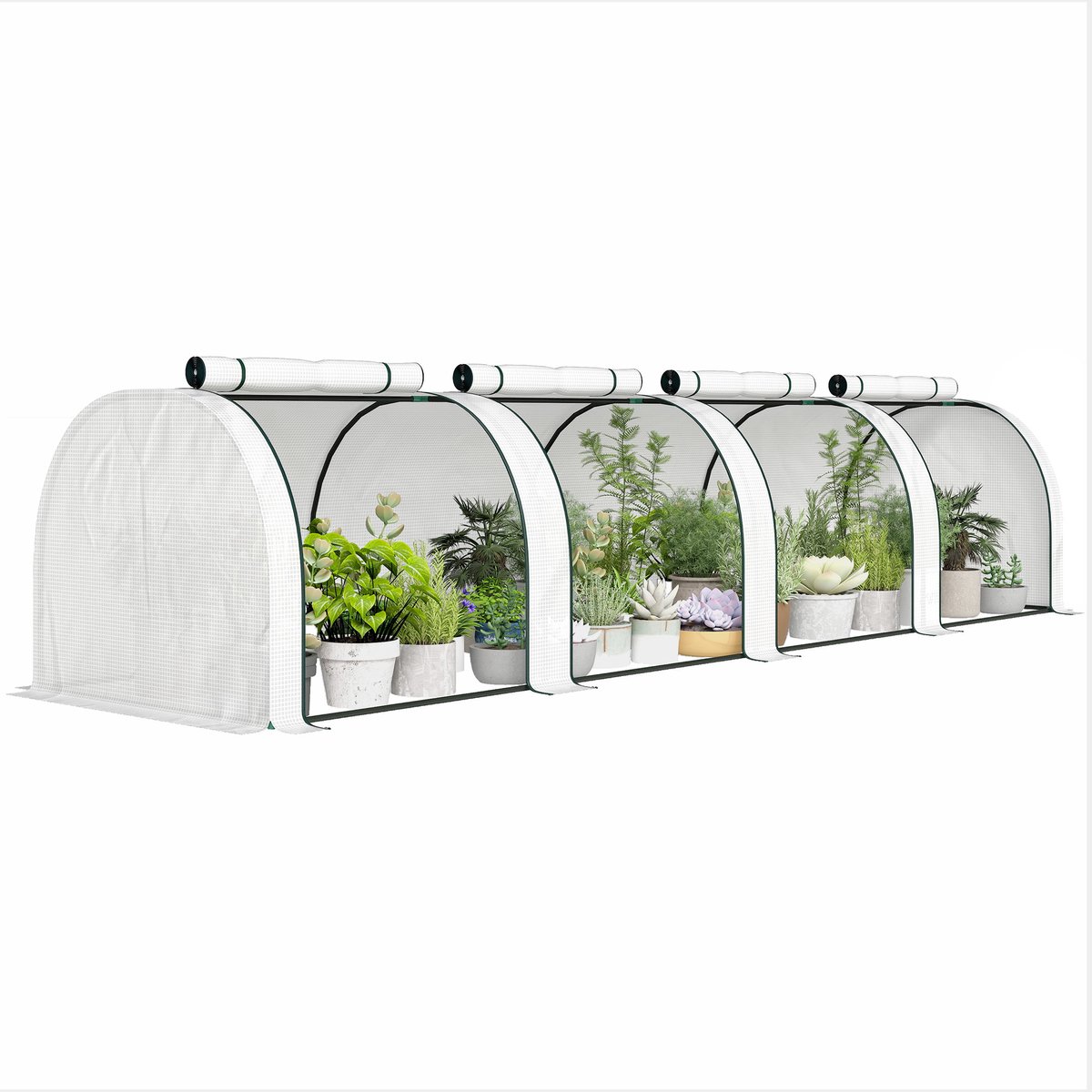 Outsunny mini kas - pe/staal - 395L x 100B x 80H cm - wit
