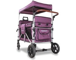 FUXLIFE by FUXTEC CTXL900 Bolderkar voor 4 kinderen - Opvouwbaar - Paars | Met Veiligheidsriemen & Zonnedak - Strandkar & Handkar - Max. 75kg