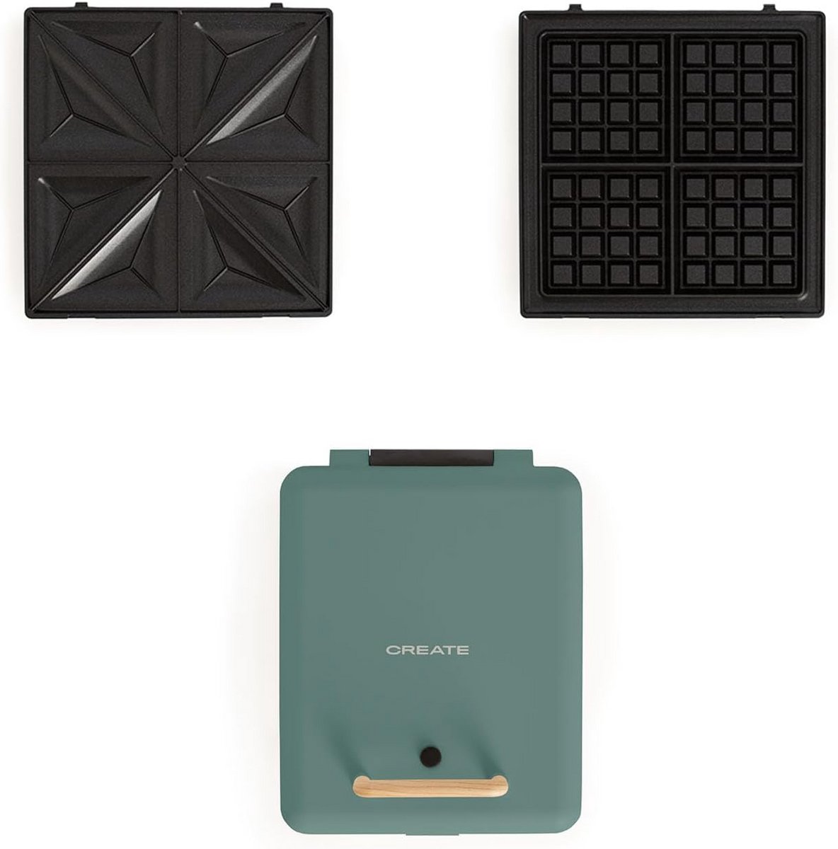 3-in-1 Sandwichmaker Grill en Wafelijzer Verstelbaar met 3 Platen