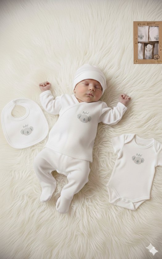 Ensemble Vêtements Bébé 5 Pièces En Velours Côtelé Blanc - Taille Unique, Neuf Sans étiquette