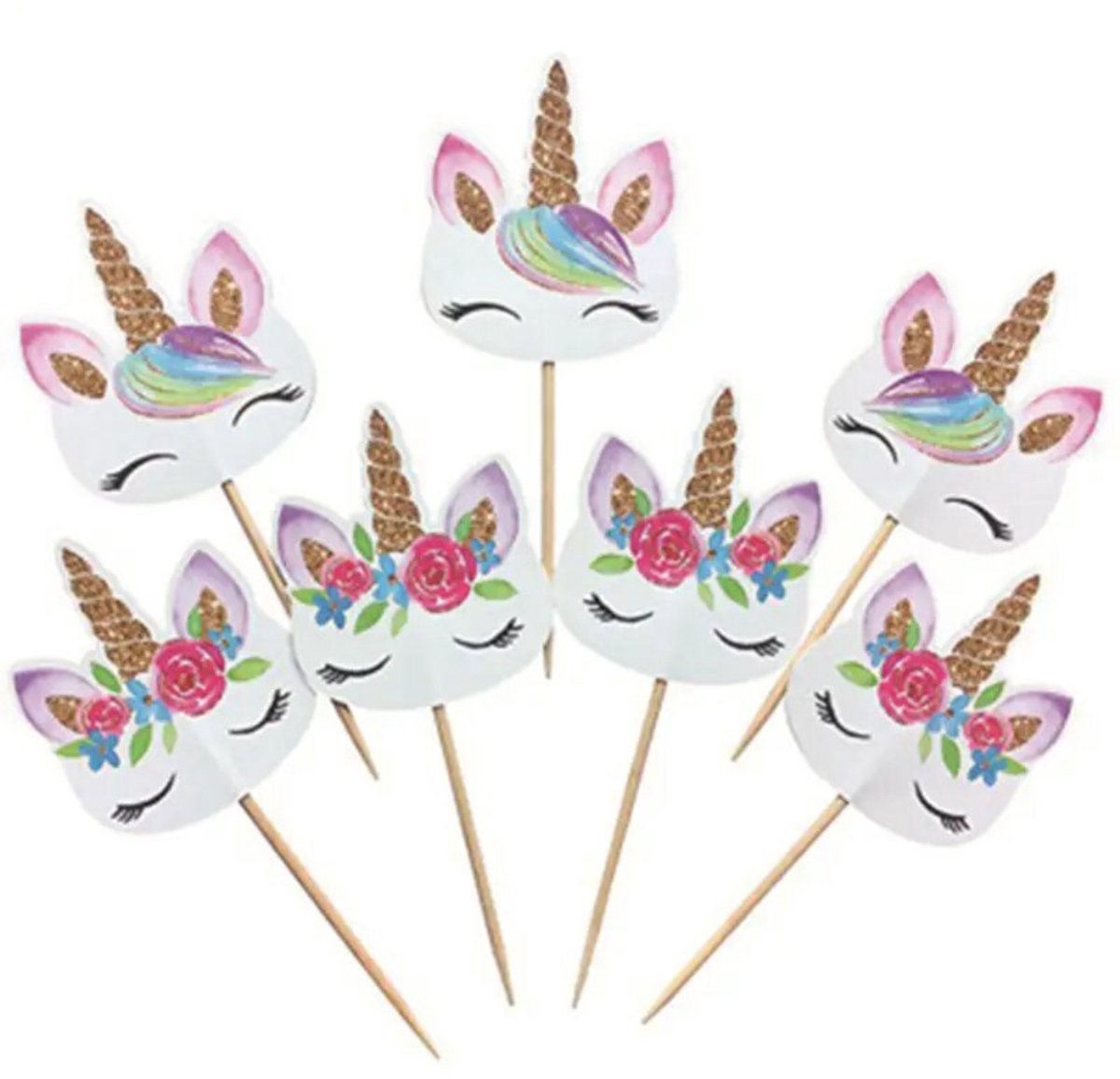 Unicorn / Eenhoorn cupcake - cupcake decoratie - cupcake versiering - cupcake toppers - taart decoratie - taartversiering
