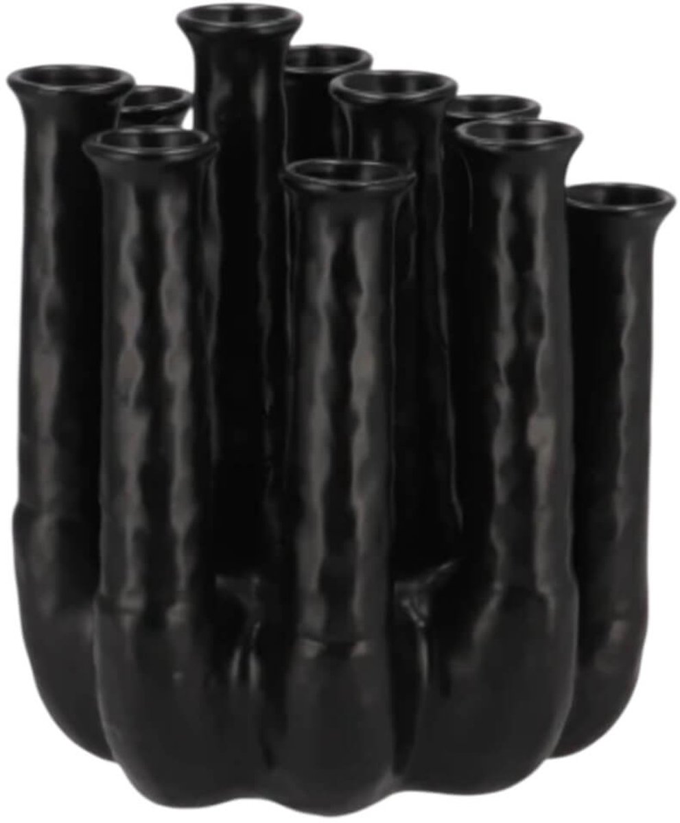 Inga-Jahra-black-vase-tube-26x17x29cm-Daan-Kromhout-zwarte-vaas