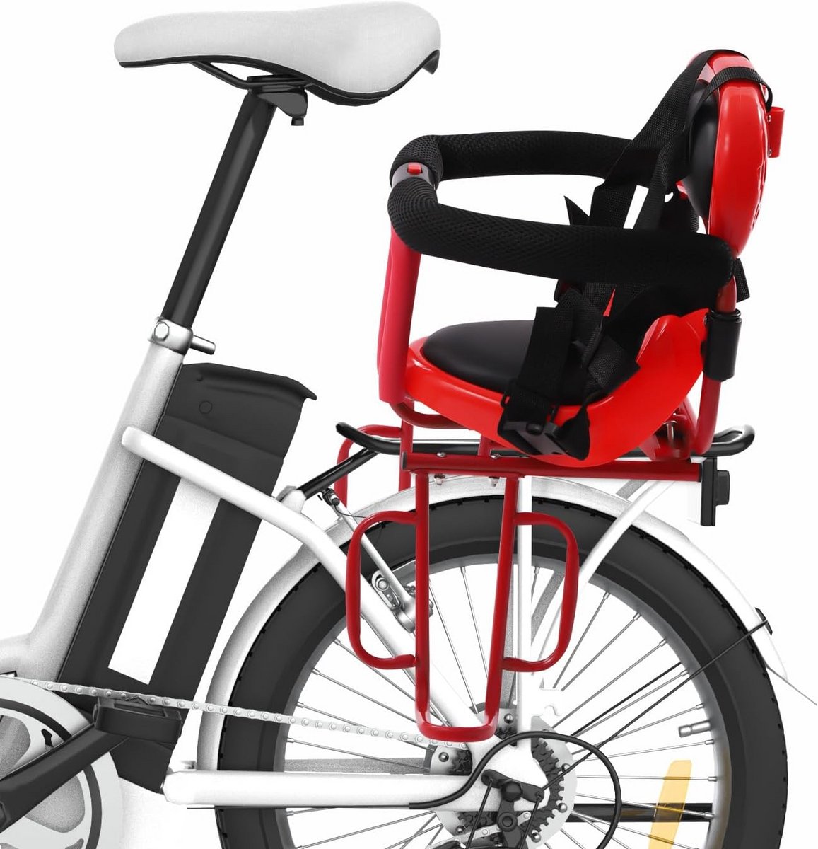 Fiets kinderzitje - Kinderzitje achter Fietsstoeltje - Veilig fietsen - Verstelbare voetensteunen - 6 maanden - 6 jaar - Rood