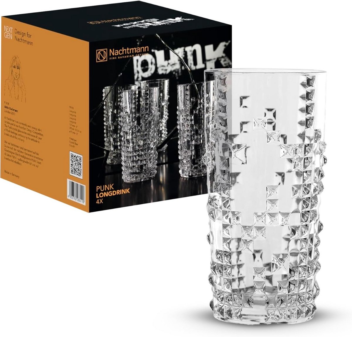 Set van 4 Kristallen Longdrinkglazen 390 ml Hoog Model
