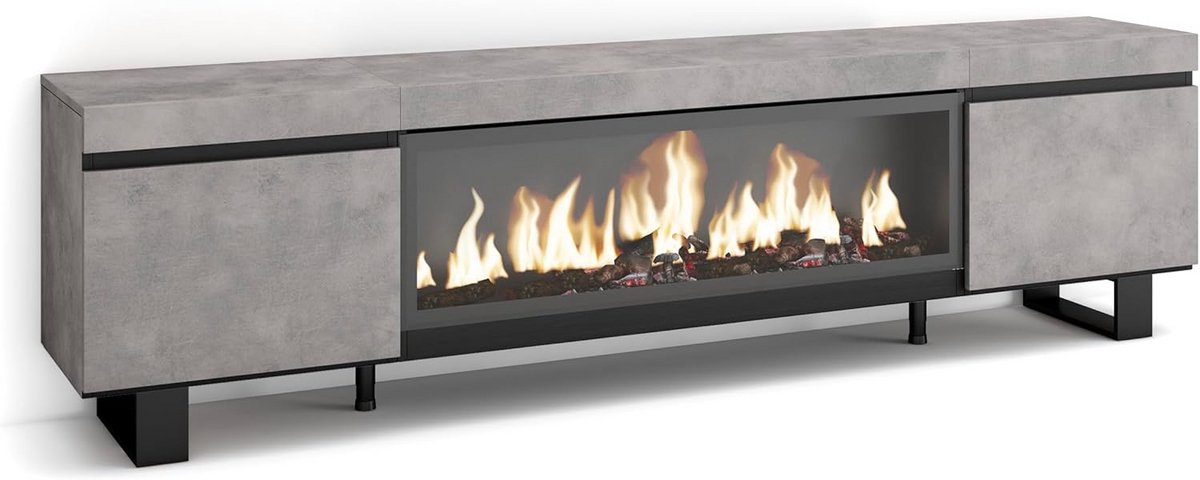 Laag TV Meubel met Elektrische Sfeerhaard XXL - Industrieel & Modern