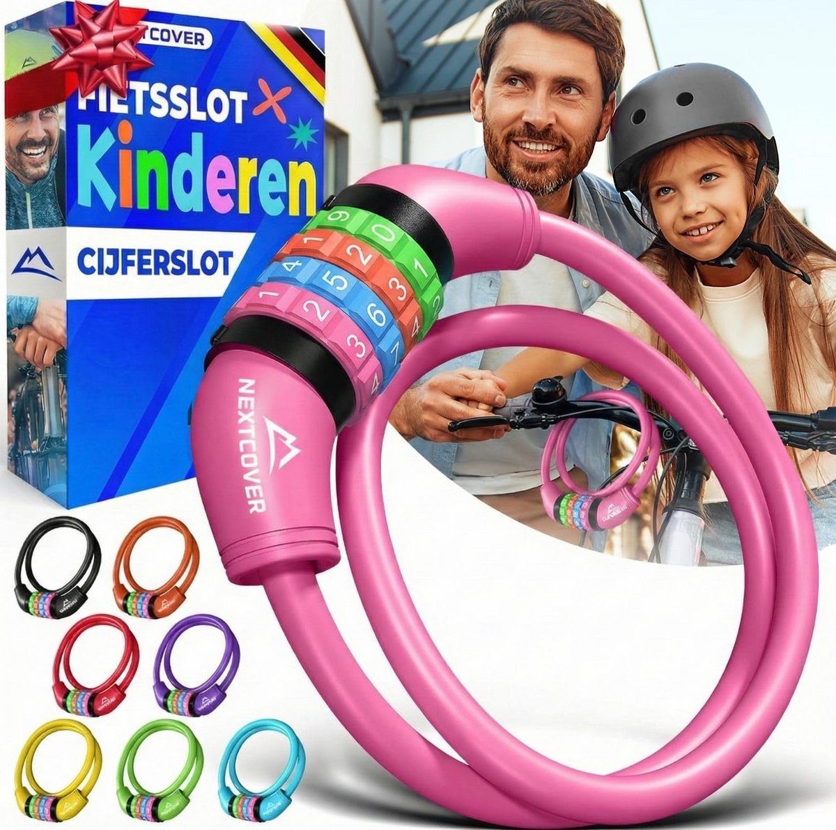 Fiets Kinderbeveiliging met 4-Cijferige Code - Extra Dikke Staalkabel Slot voor Fiets, Step en Loopfiets