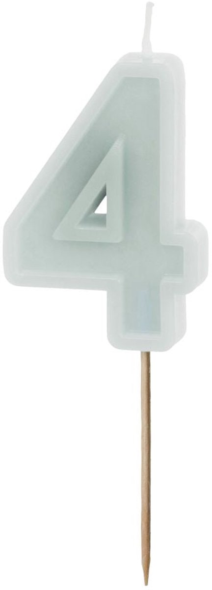Taartkaars nummer 4 groen-blauw 6cm