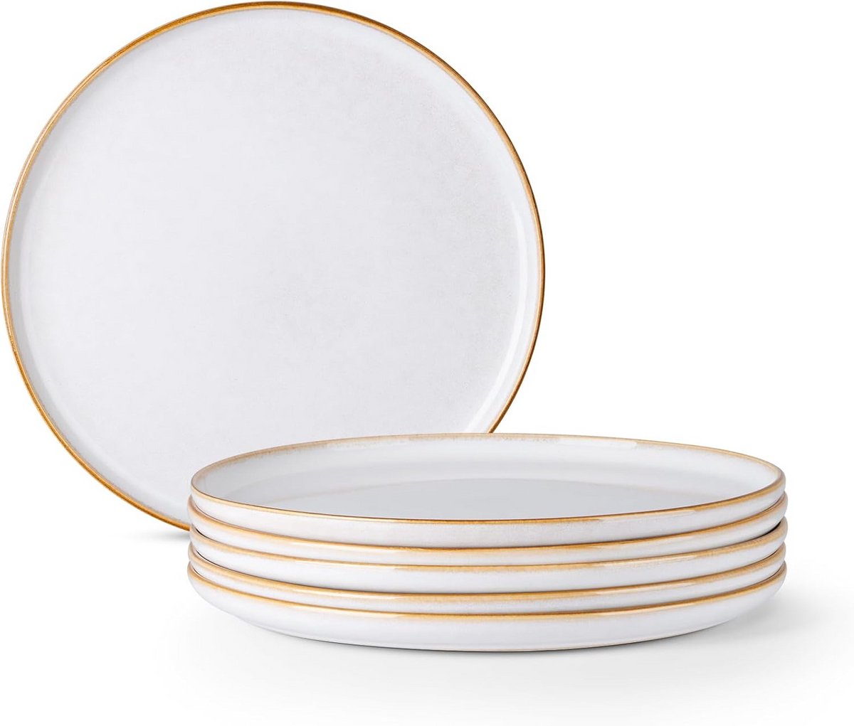 Set van 6 aardewerk dessertborden in parel beige