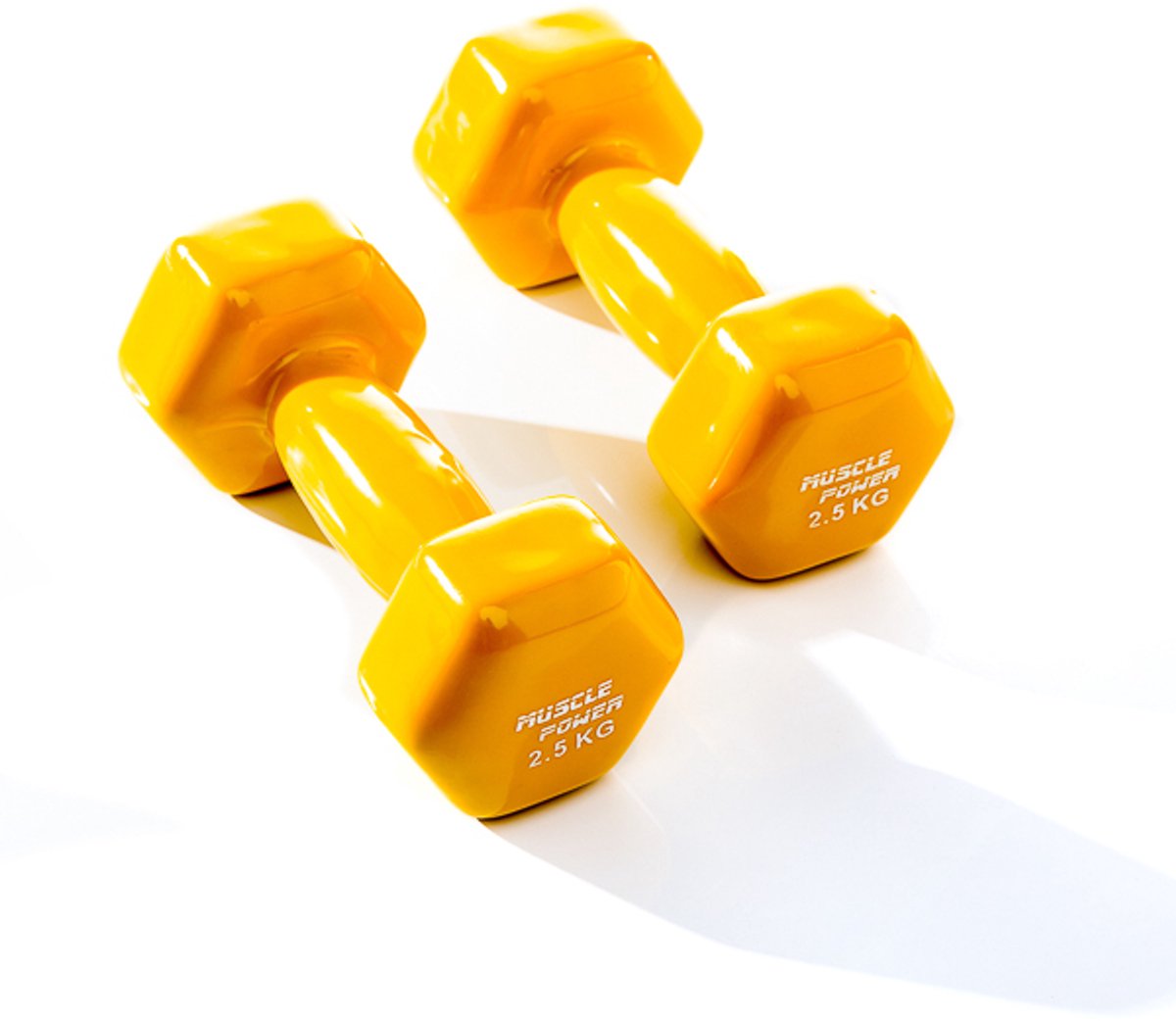Muscle Power Vinyl Dumbbells - 2 x 25 kg - Geel