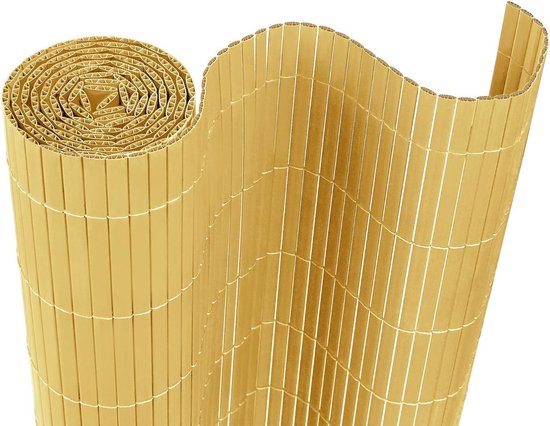 Gimisgu PVC Inkijkbeschermingsmat – 180 X 600 Cm – Bamboe Design – Drievoudige Versterking – Weerbestendig – Incl. Kabelbinders – Voor Balkon, Terras, Tuin