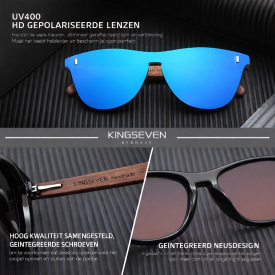 KingSeven - Blue Oculos Bamboo UV400 en Polarisatie Filter van Kingseven — afbeelding 4