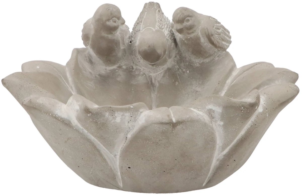 Daan Kromhout - Vogelbad - Vogelschaal - Bloem - Beton - Vogeltjes - 22x13cm