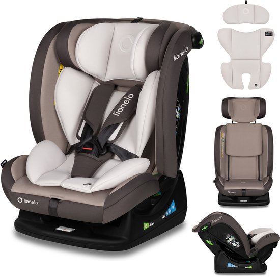 Lionelo Aart i-Size autostoel – Voor kinderen 40-150 cm – 4in1 Groep 0-1-2-3 – i-Size R129 – Voor- en achterwaarts (RWF tot 105 cm) – Montage met autogordel – Memory Foam hoofdsteun – 13-standen – Comfortinzet – Wasbare hoes