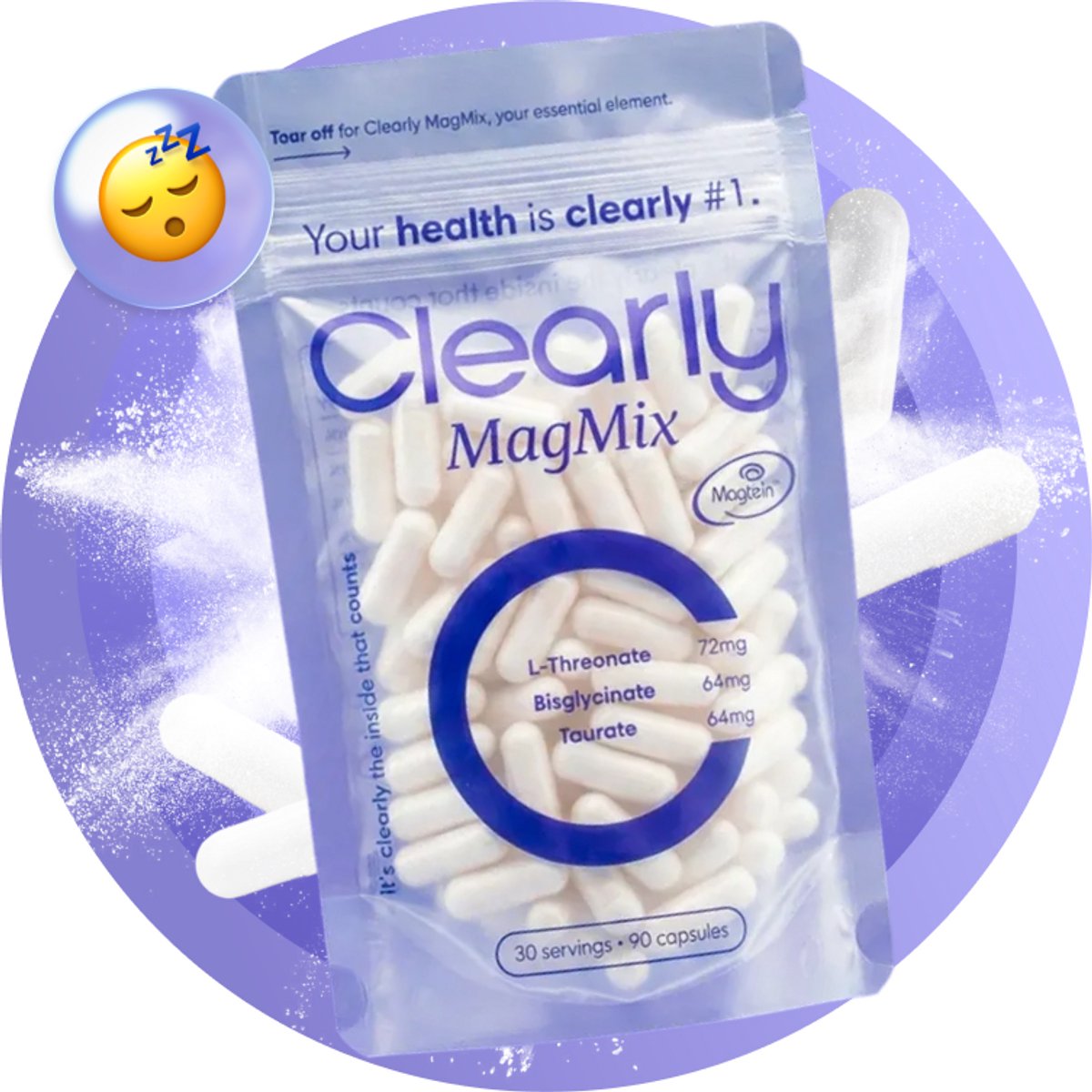 Clearly Magnesium Mix – Met L-Threonaat, Bisglycinaat & Tauraat – Helpt bij Vermoeidheid, Ondersteunt Geheugen & Concentratie, Draagt bij aan Energieniveaus – 90 Capsules / 30 Dagen