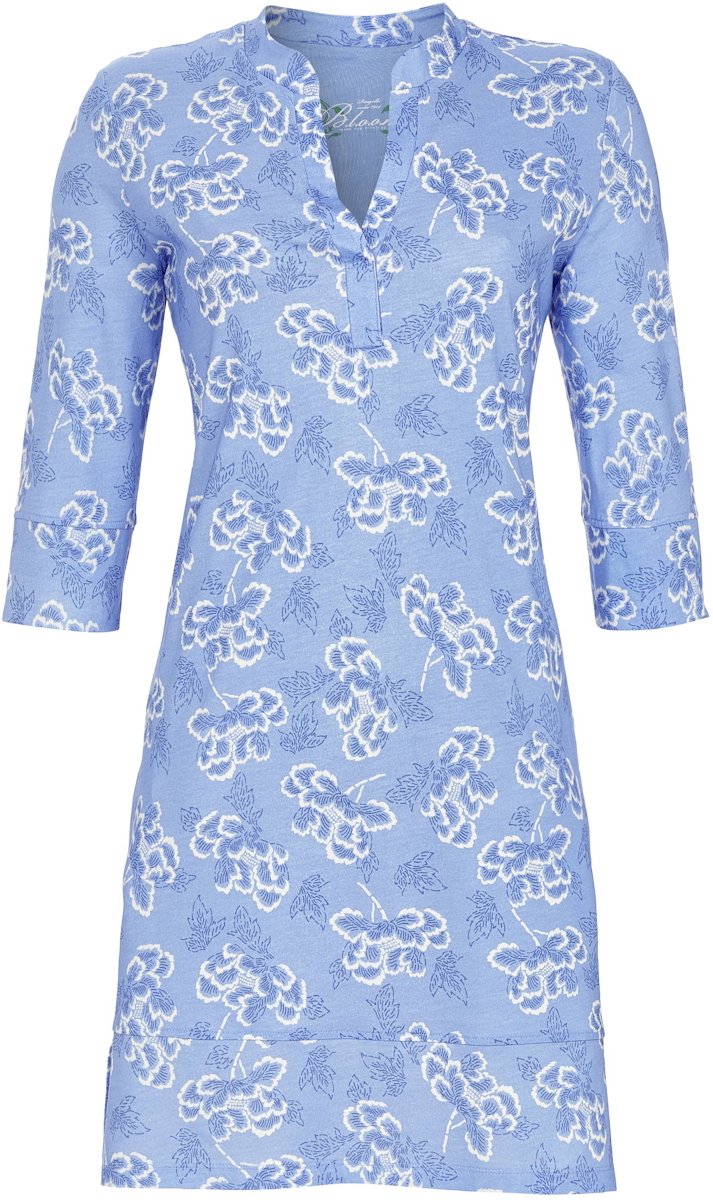 Ringella Gebloemd Ringella nachthemd blauw - Blauw - Maat - 46