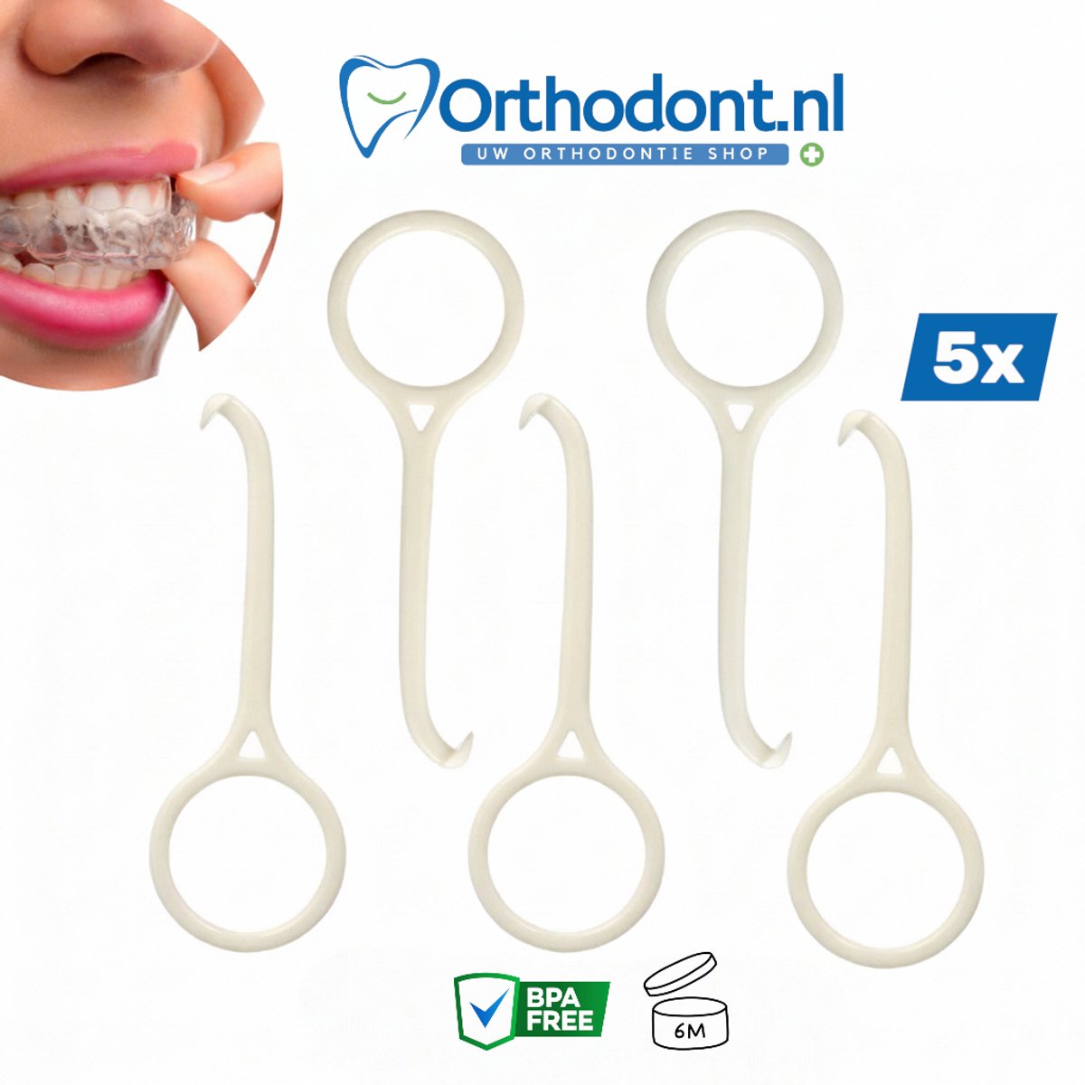 Orthodontische Removers 5 stuks voor Aligner - Professioneel sterk materiaal - Apart geseald - Hoogwaardige kwaliteit - Latex vrij