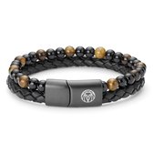 Icon | Armband van Geel Tijgeroog & Leer