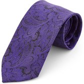 Brede Donkerpaarse Polyester Paisley Stropdas