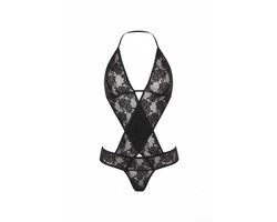 Okado Zwarte Lingerie Set One Size – Sexy Charme Lingerieset met Kant Look – Beugelloze BH Look – Verleidelijke Dames Lingerie – Valentijn Cadeau voor Haar