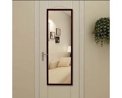 Dutchers.® Deurspiegel - Hangspiegel - Lange Deurspiegel Hangend - Spiegel - Ophangen Doormiddel Van Haken - Donkerbruin - 90x30 Cm