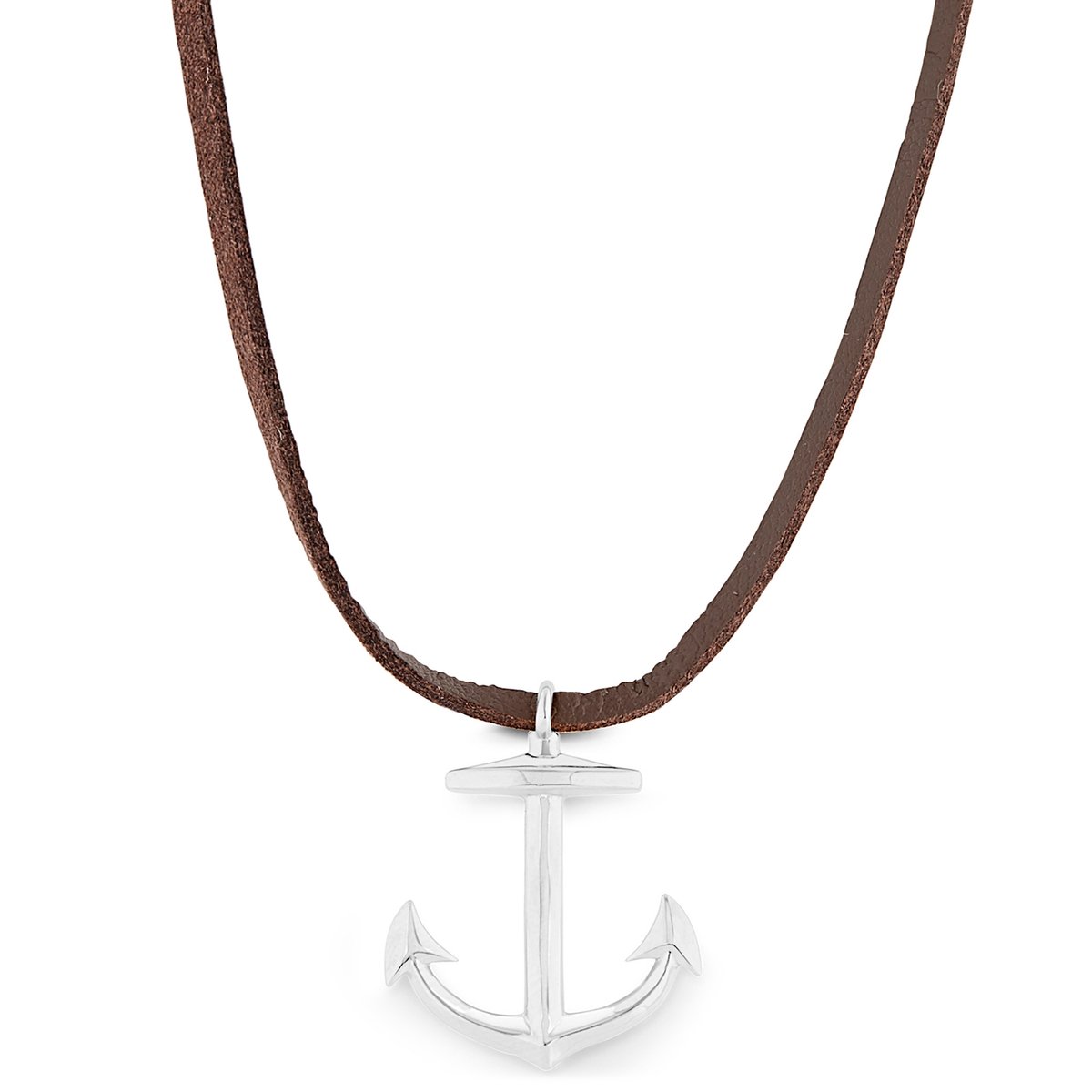 Zilverkleurige Lederen Ankerketting van Iconic