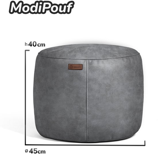 Casacomfy ModiPouf – Pouf rond – Blanc plat – Repose-pieds – Aspect cuir