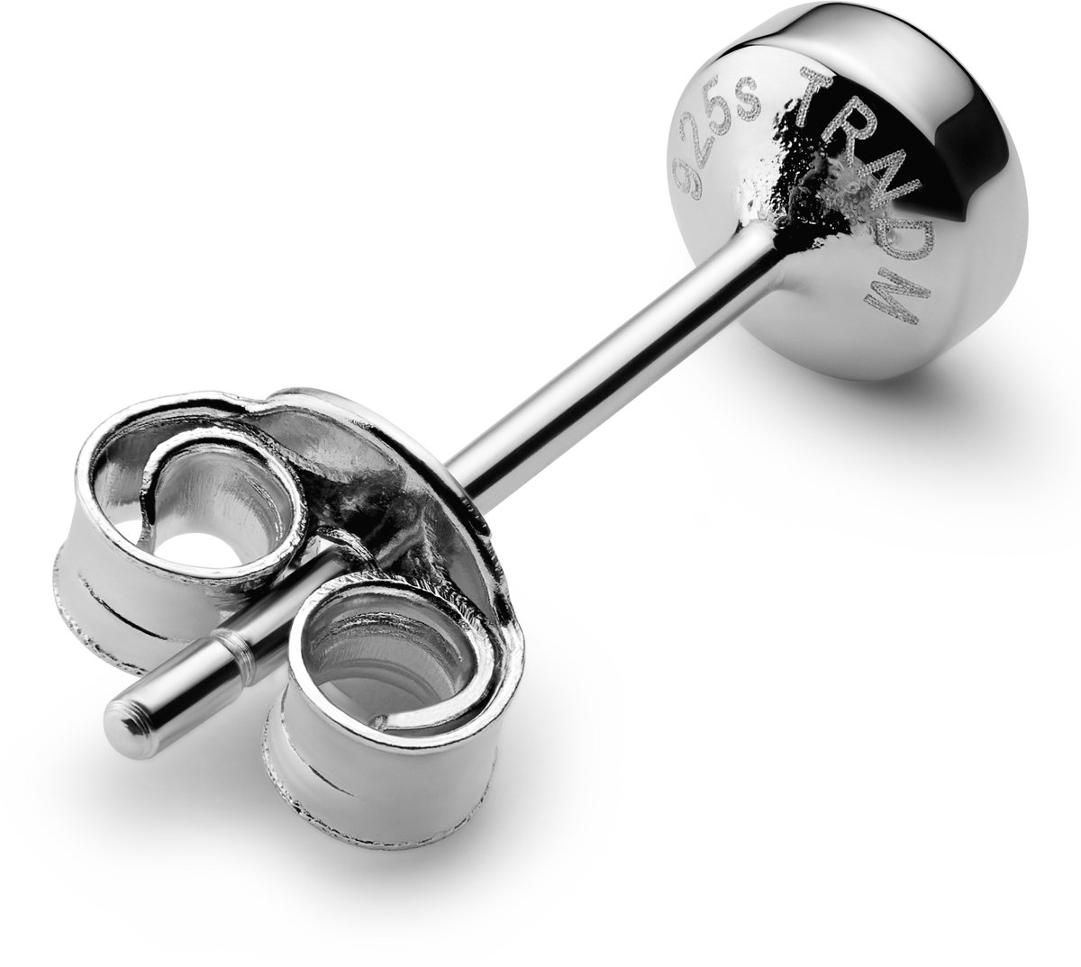 4 mm Oorknop van gerhodineerd 925 sterling zilver