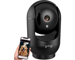 Gologi Huisdiercamera met App – 2K 4MP Ultra HD – Hondencamera – Pet camera – Beveiligingscamera Binnen – Security camera – Voor alle huisdieren – Met wifi – Zwart
