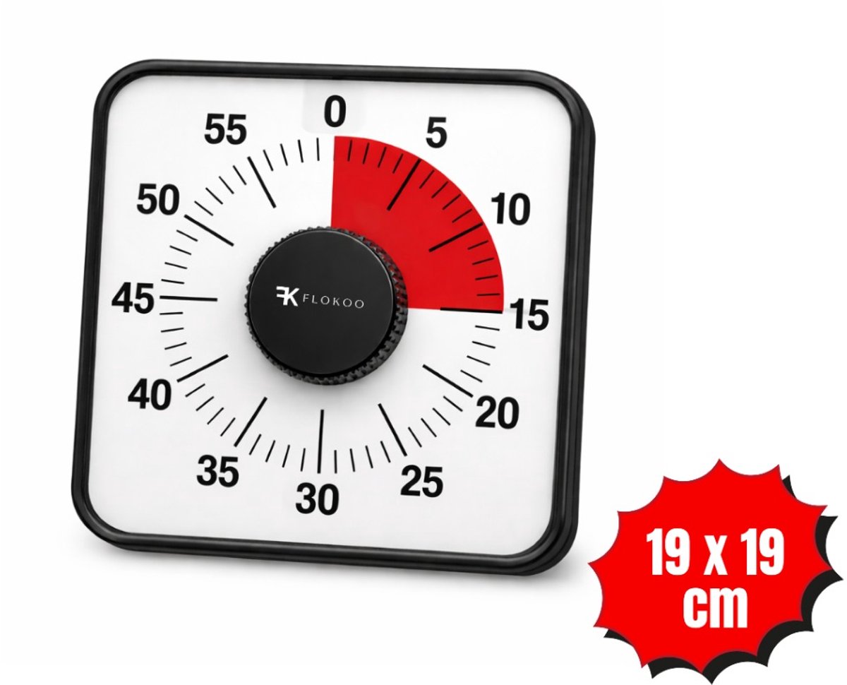Leerklok Zwart - 19cm x19 cm - Aftelklok - Kookwekker Analoog - Leer Klok kijken