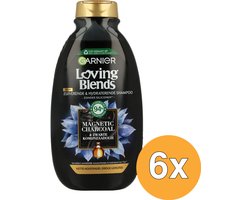 Garnier Loving Blends Magnetic Charcoal Zuiverende & Hydraterende Shampoo Voordeelverpakking - Vette hoofdhuid, Droge lengtes - 6 x 300ml